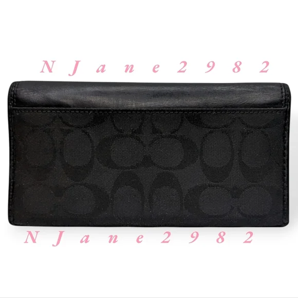 Vintage Coach Bleecker Black Signature Jacquard Canvas & Leather Buckle Wallet - Picture 4 of 16